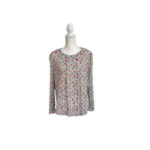 Boden Tamara Blouse Top Shirt Womens US10 Polka Dots Pink Yellow Green